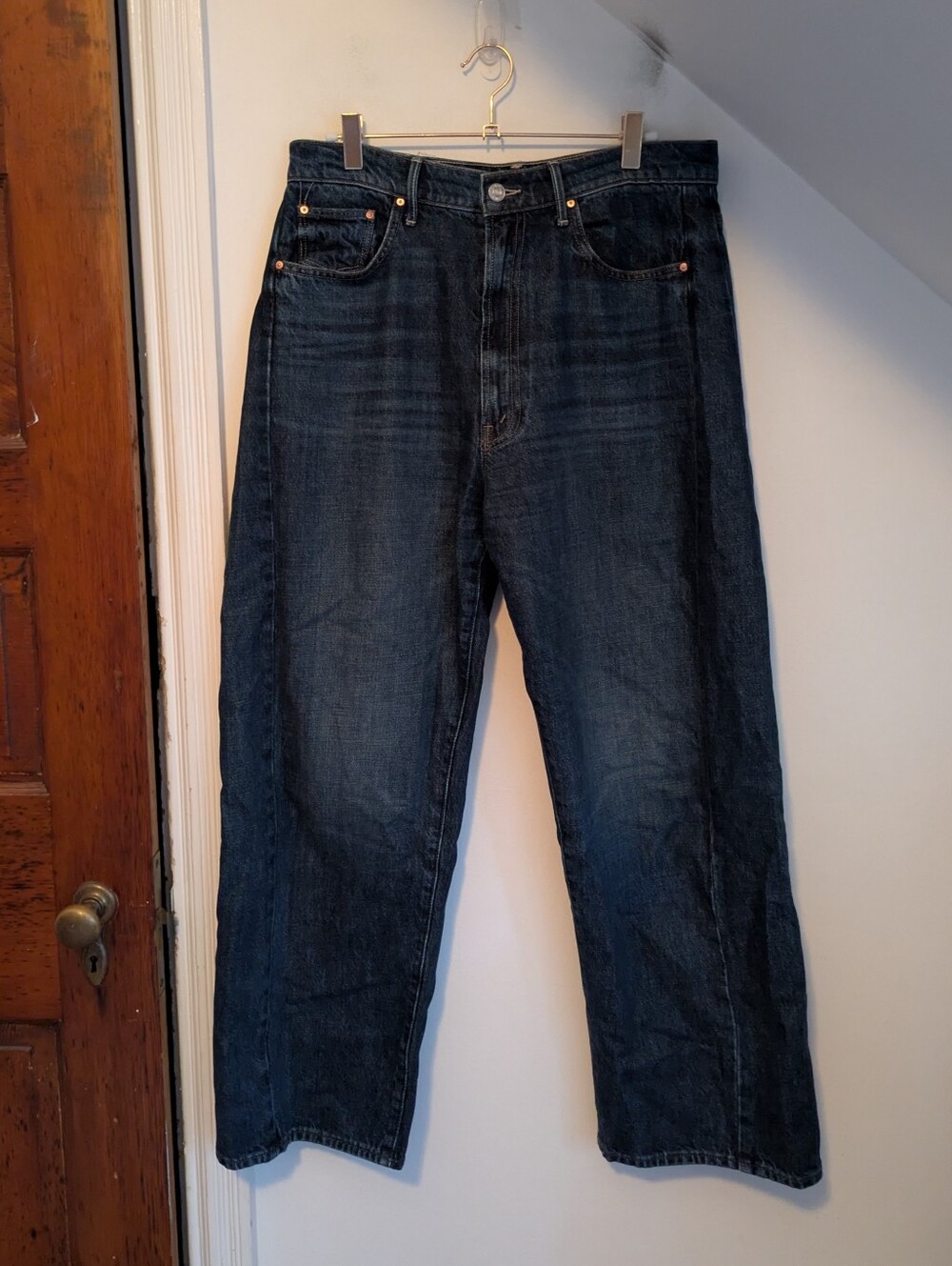 MOTHER Superior Women’s Dark Blue Wash Half Pipe Curved Leg Ankle Jeans Size 30